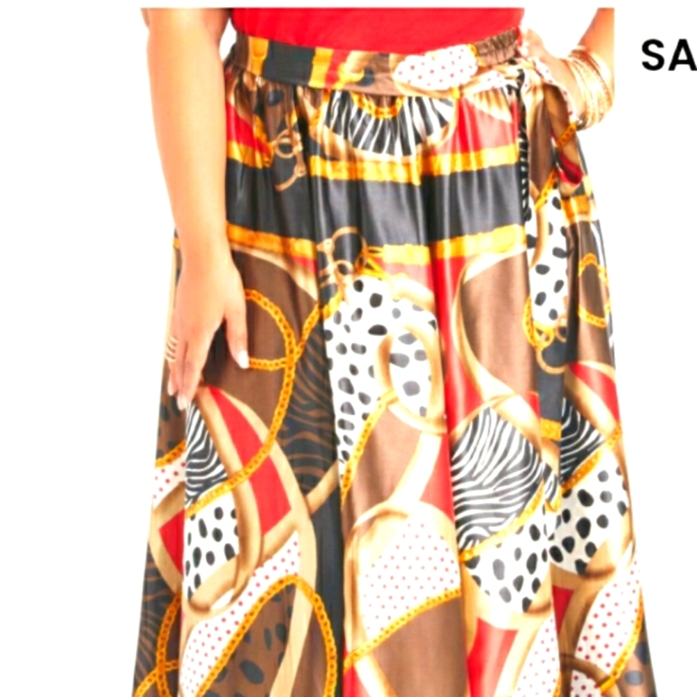 Satin maxi multi color skirt
